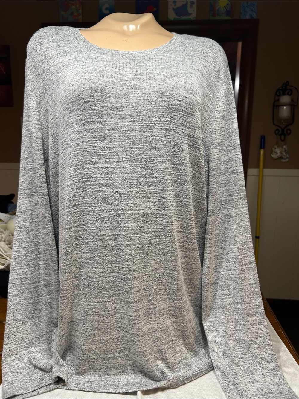 Banana Republic Luxespun Light Gray Marled Knit Top XXL